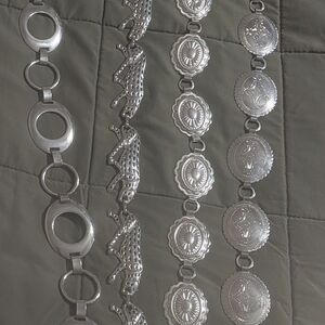 Silver Metal Belt Set